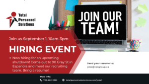 Read more about the article Hiring Event September 1!